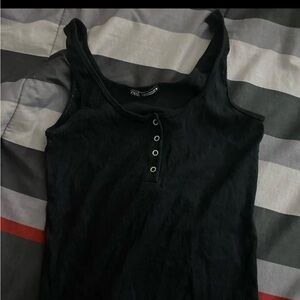 Zara Black Ribbed Crop Top